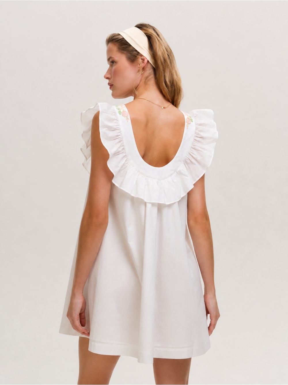 NWT (M) For Love & Lemons Cora Retro Cotton Slip Dress Babydoll Nightgown Beaded - Picture 7 of 12